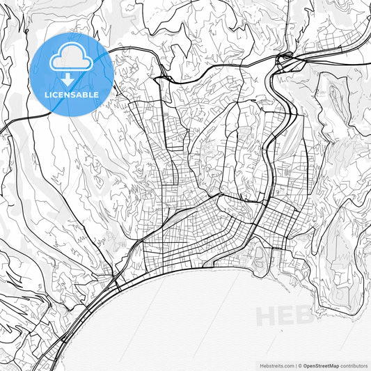Vector PDF map of Nice, France