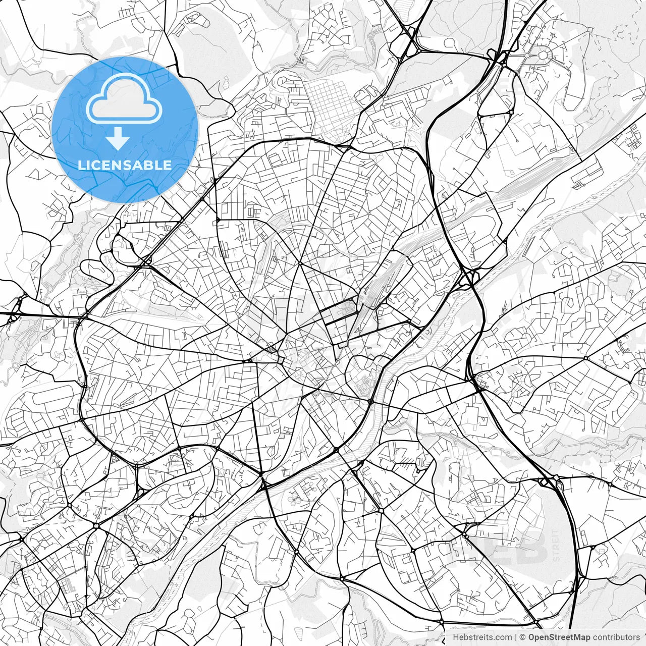 Vector PDF map of Limoges, France
