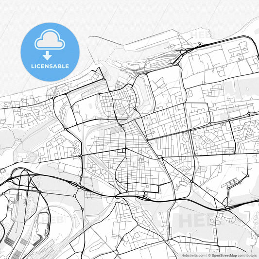 Vector PDF map of Calais, France