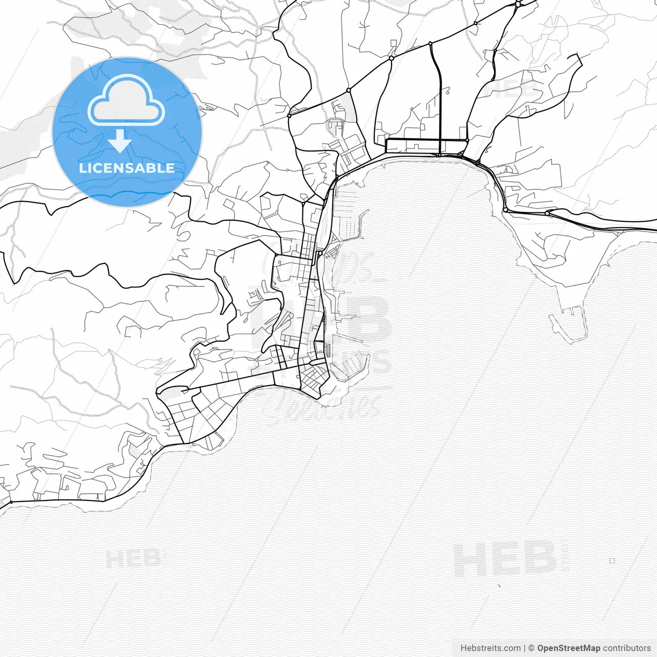 Vector PDF map of Ajaccio, France