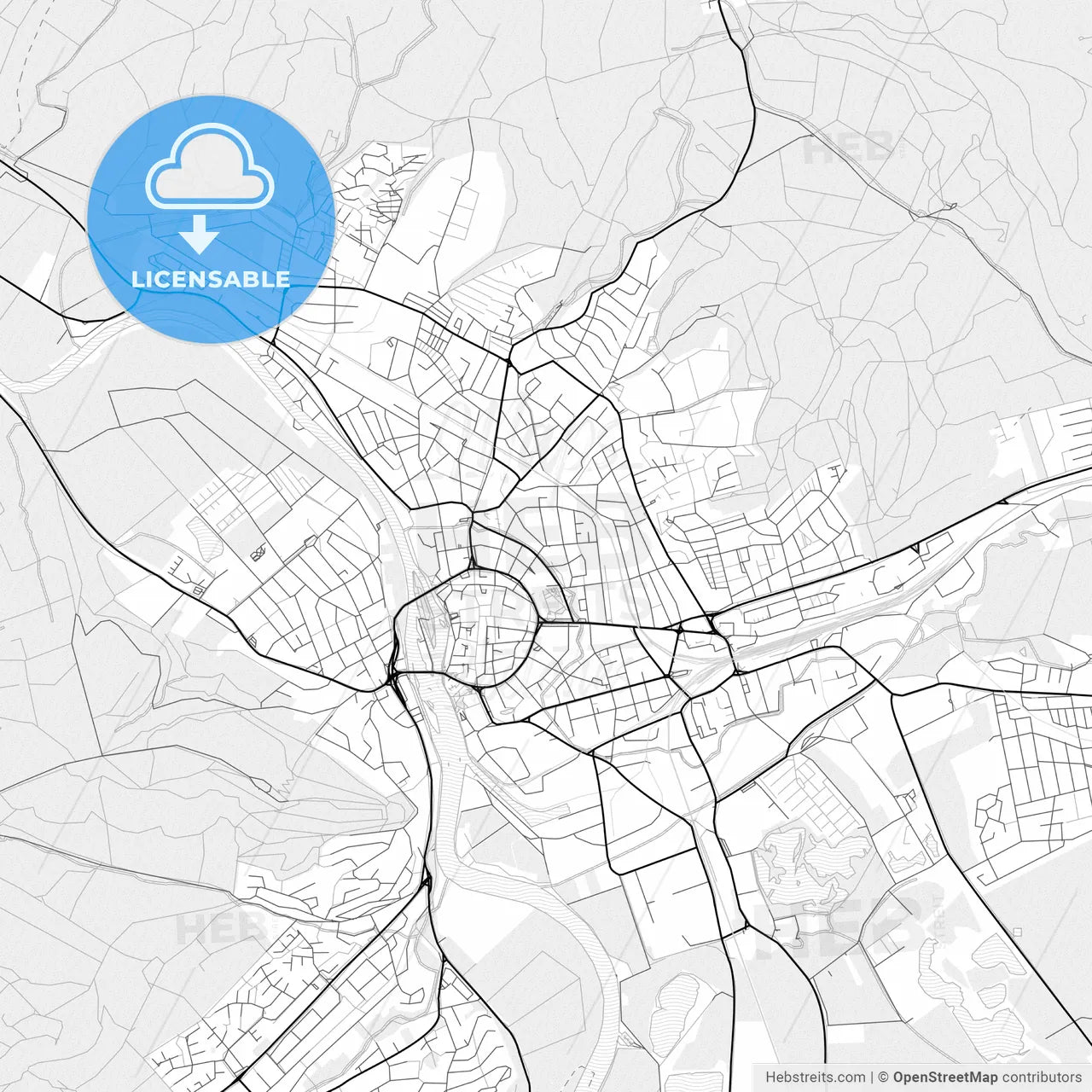 Vector PDF map of Hameln, Germany