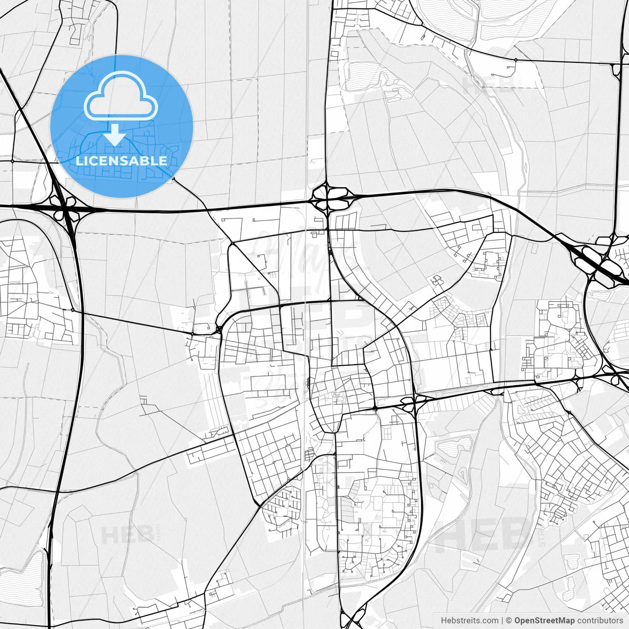 Vector PDF map of Frankenthal (Pfalz), Germany