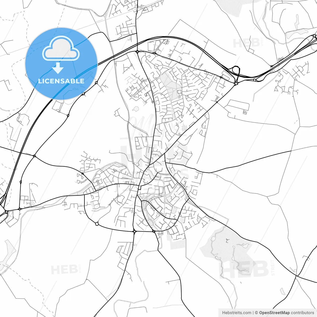 Vector PDF map of Naas, Ireland