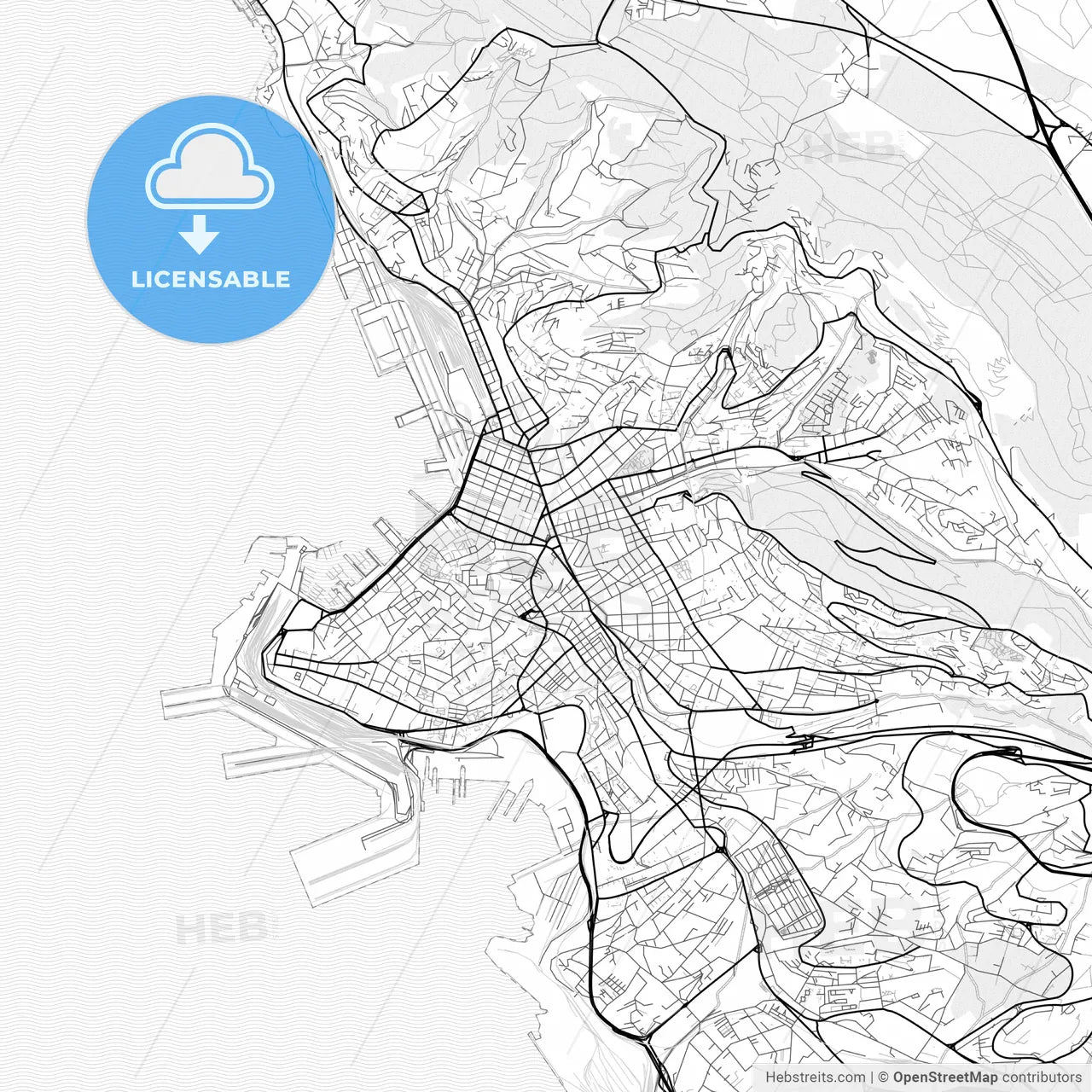 Vector PDF map of Trieste, Italy