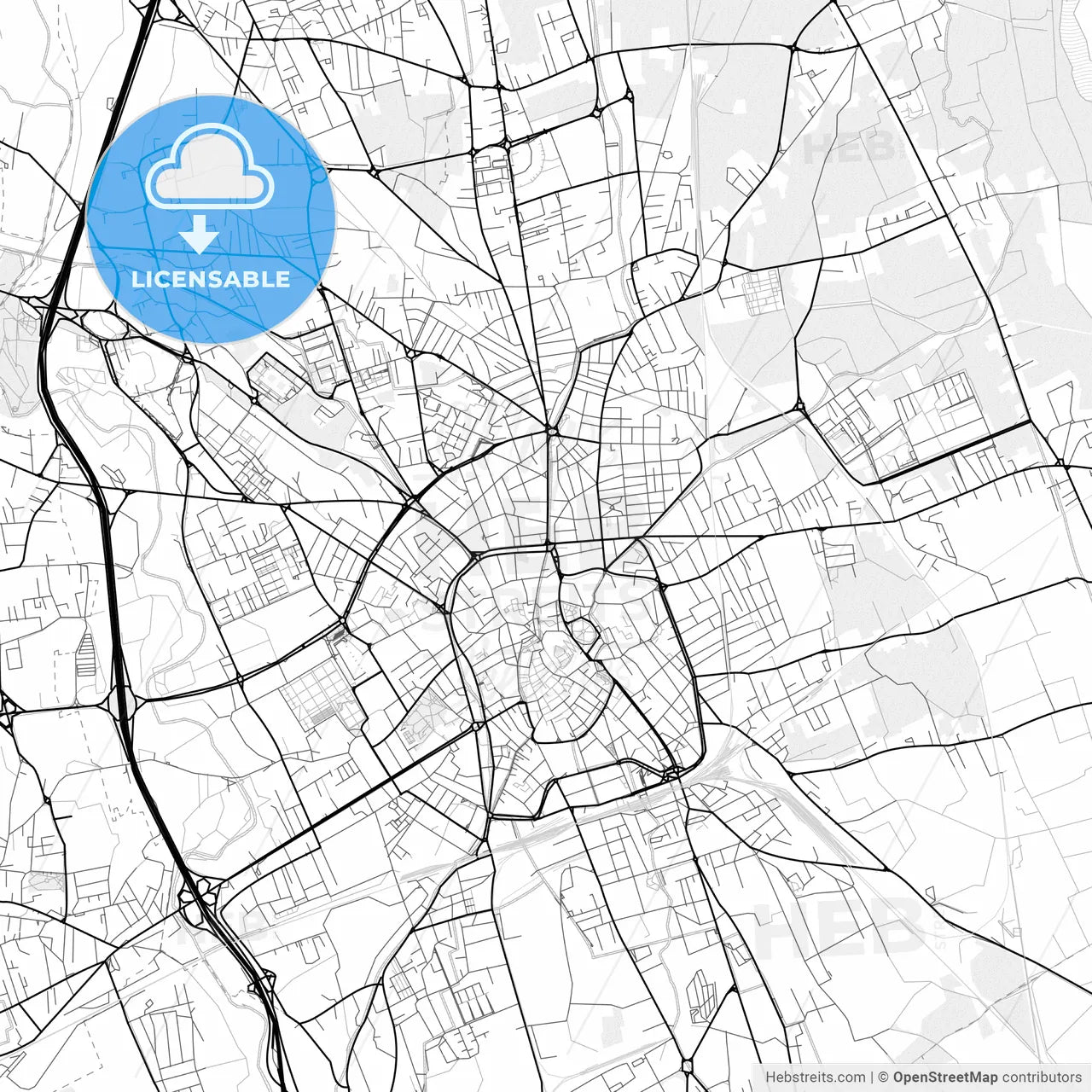 Vector PDF map of Udine, Italy
