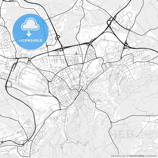 Vector PDF map of Esch-sur-Alzette, Luxembourg
