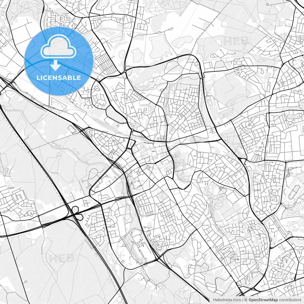 Vector PDF map of Heerlen, Netherlands