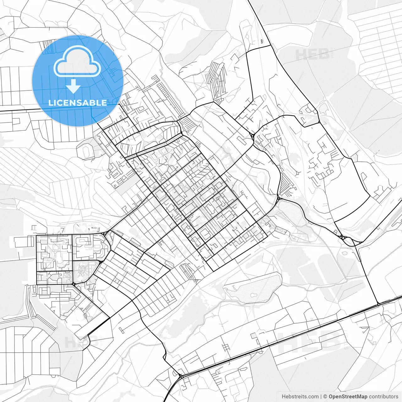 Vector PDF map of Gubkin, Russia