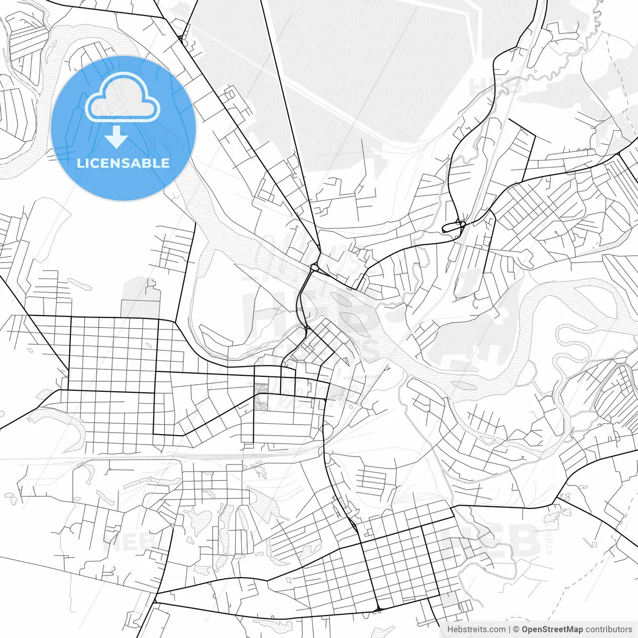 Vector PDF map of Kansk, Russia