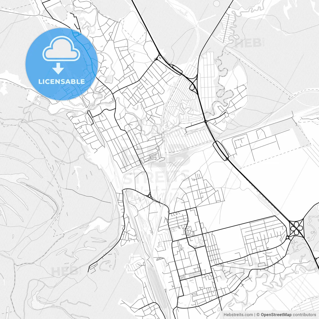 Vector PDF map of Novoaltaysk, Russia