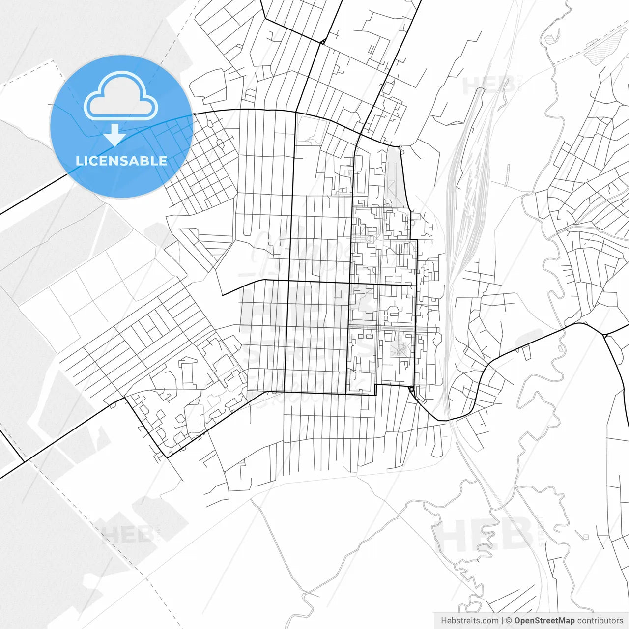 Vector PDF map of Belovo, Russia