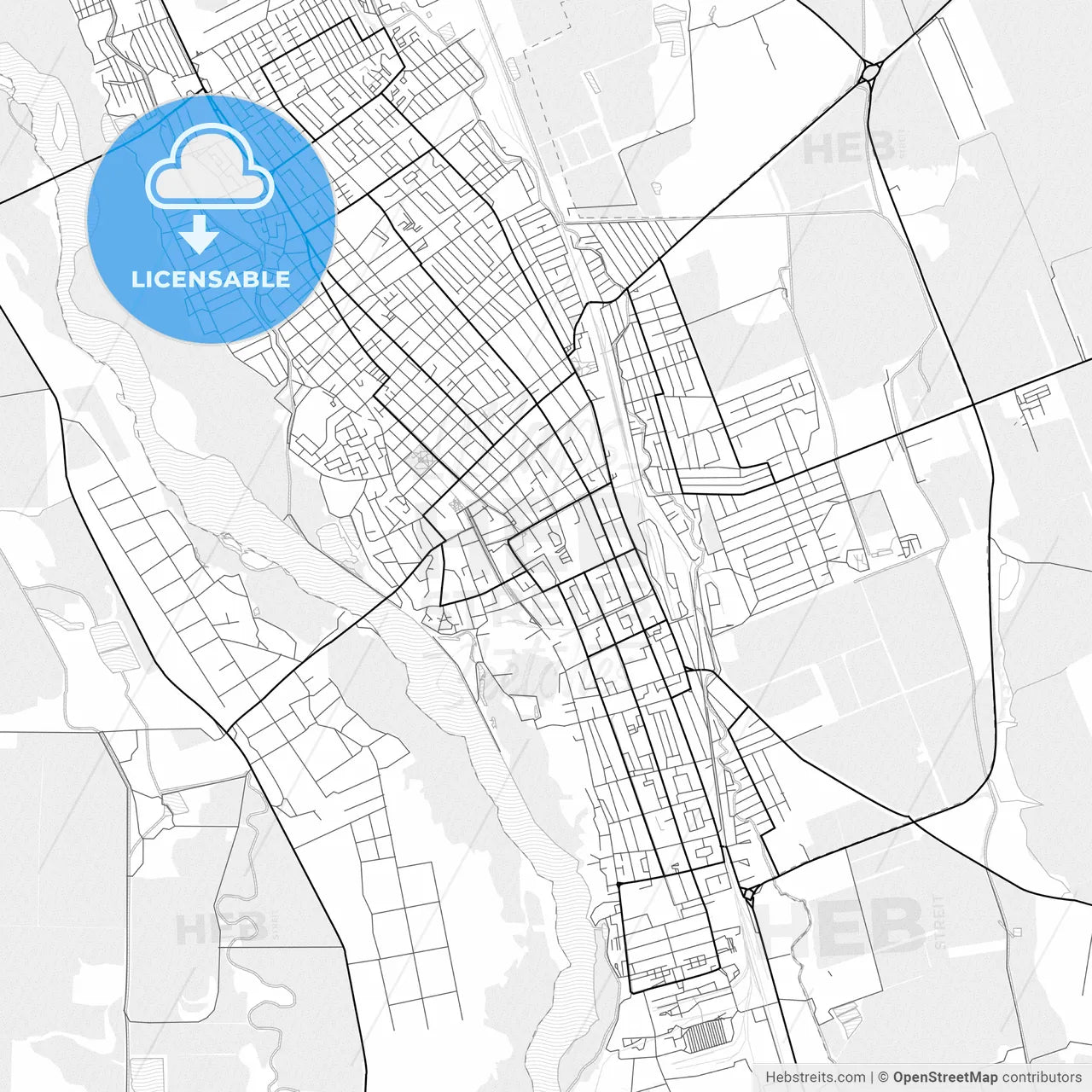 Vector PDF map of Labinsk, Russia