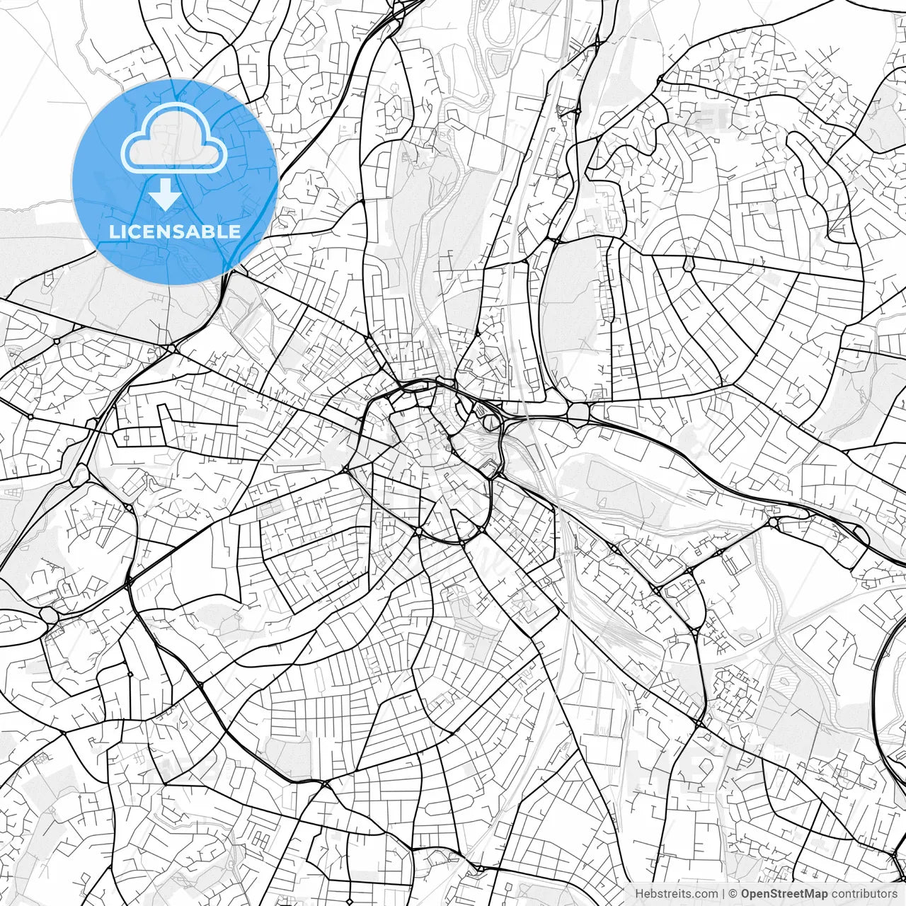 Vector PDF map of Derby, England