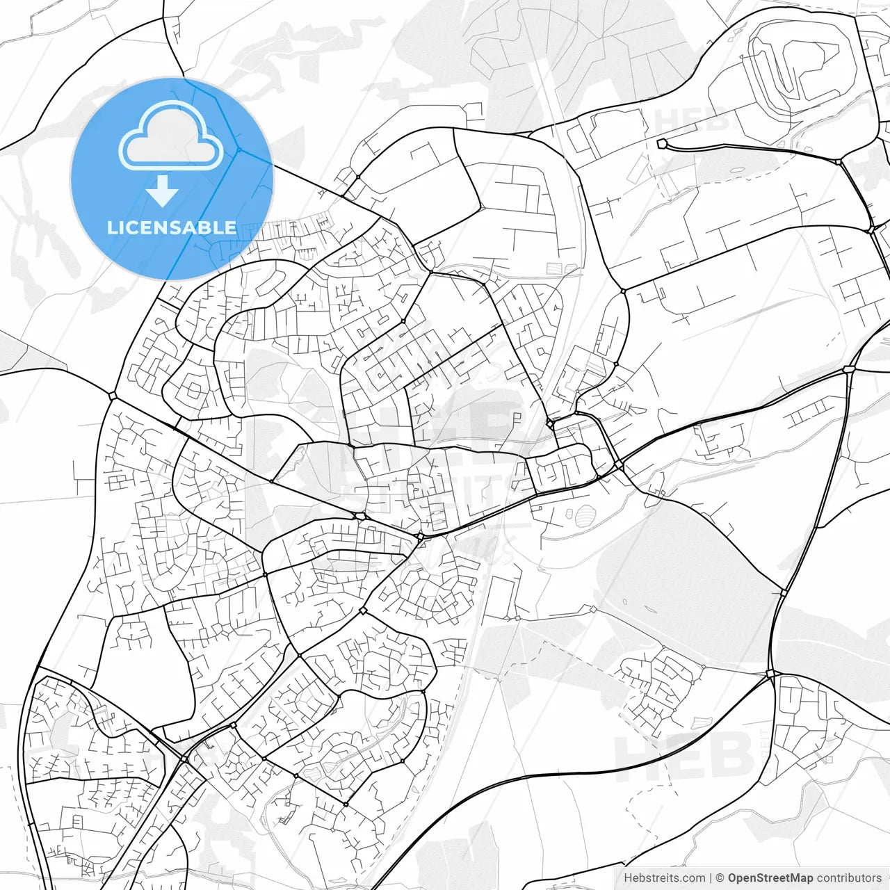 Vector PDF map of Corby, England