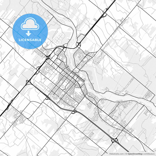Vector PDF map of Drummondville, Canada