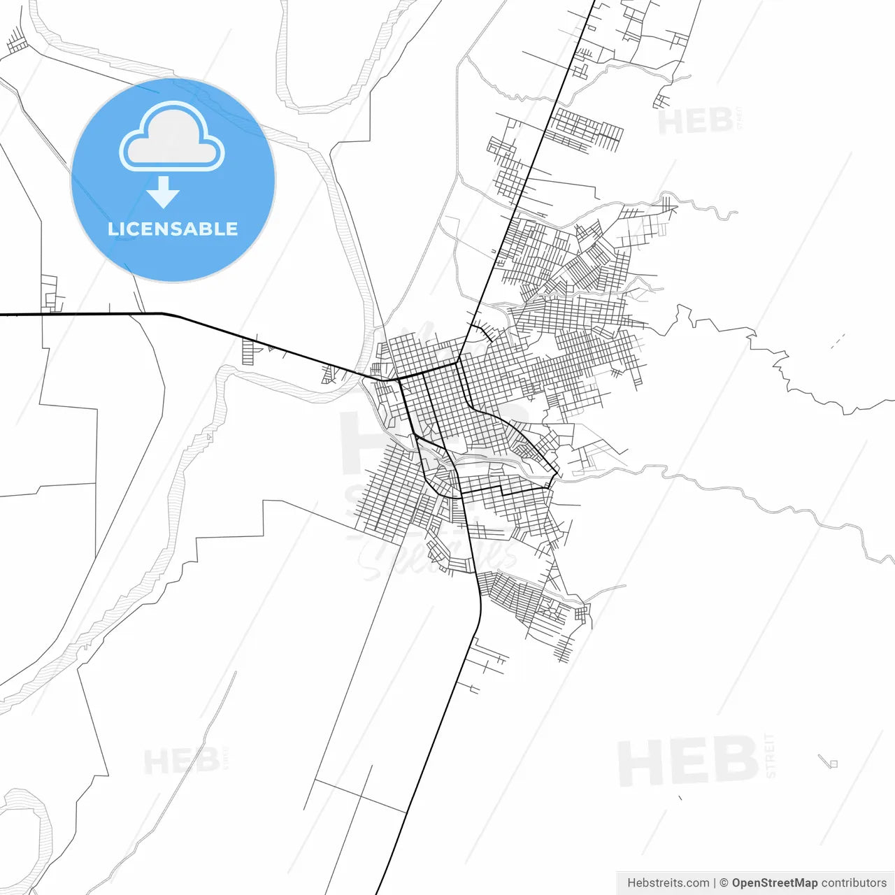 Vector PDF map of El Progreso, Honduras