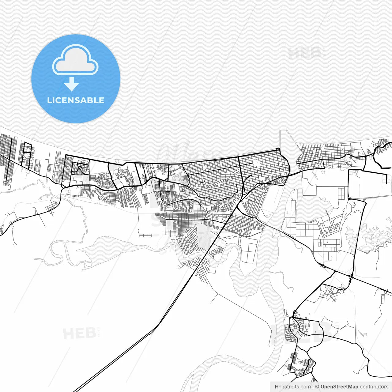 Vector PDF map of Coatzacoalcos, Mexico