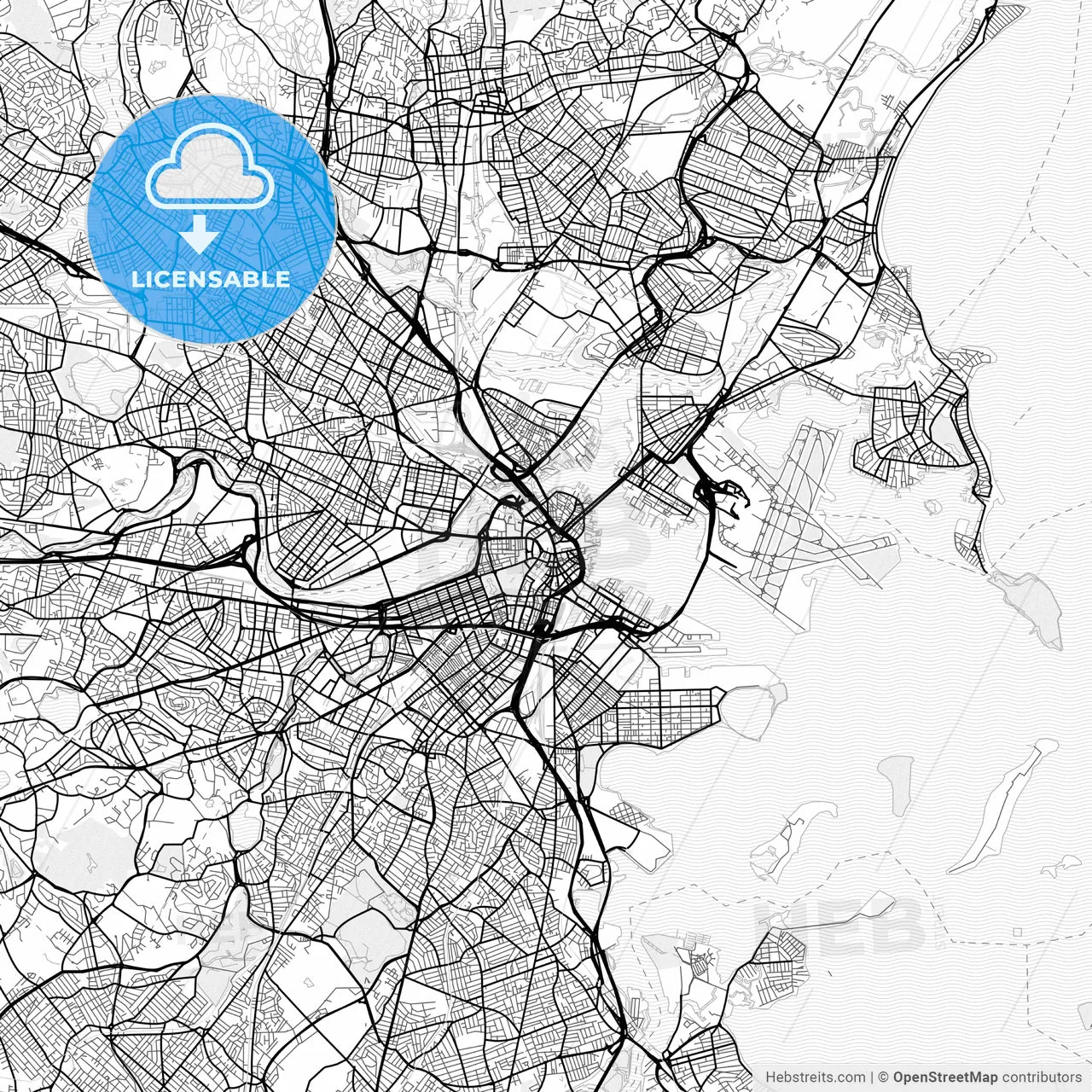 Vector PDF map of Boston, Massachusetts, United States