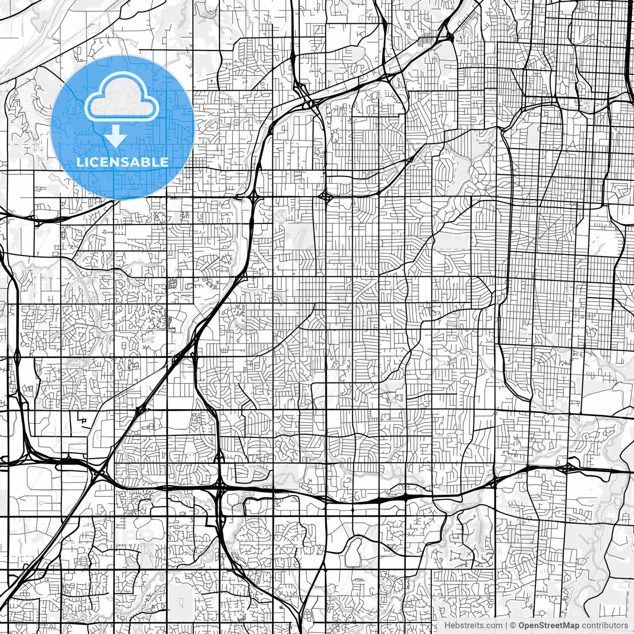 Vector PDF map of Overland Park, Kansas, United States