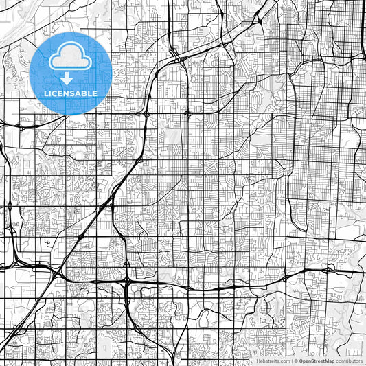 Vector PDF map of Overland Park, Kansas, United States