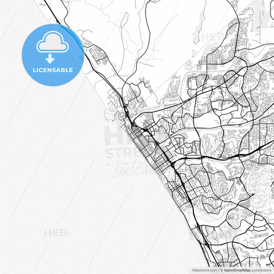Vector PDF map of Oceanside, California, United States