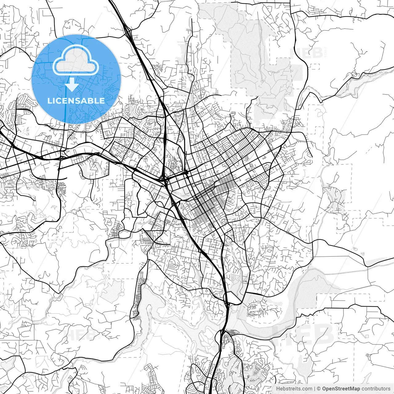 Vector PDF map of Escondido, California, United States
