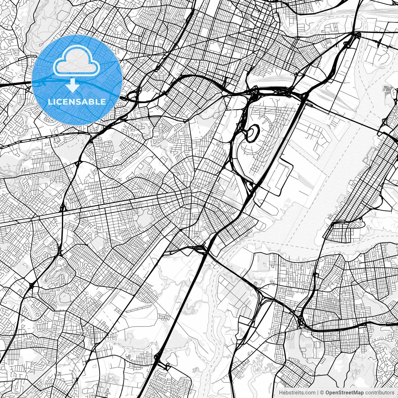 Vector PDF map of Elizabeth, New Jersey, United States