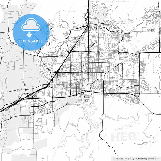 Vector PDF map of Fairfield, California, United States