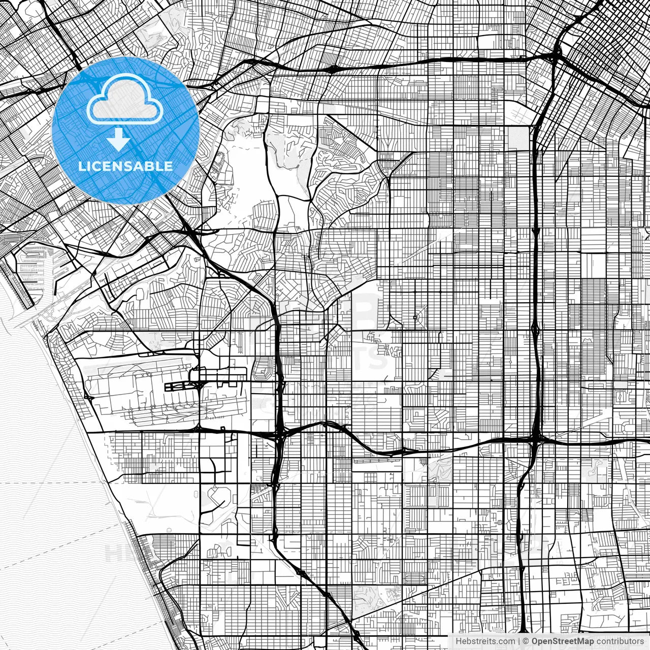 Vector PDF map of Inglewood, California, United States