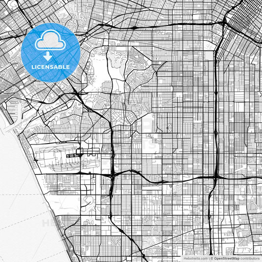Vector PDF map of Inglewood, California, United States