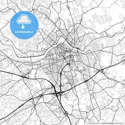 Vector PDF map of Lowell, Massachusetts, United States