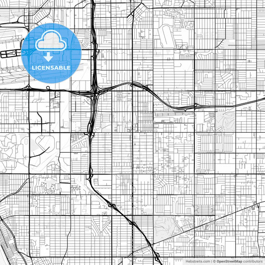 Vector PDF map of Hawthorne, California, United States