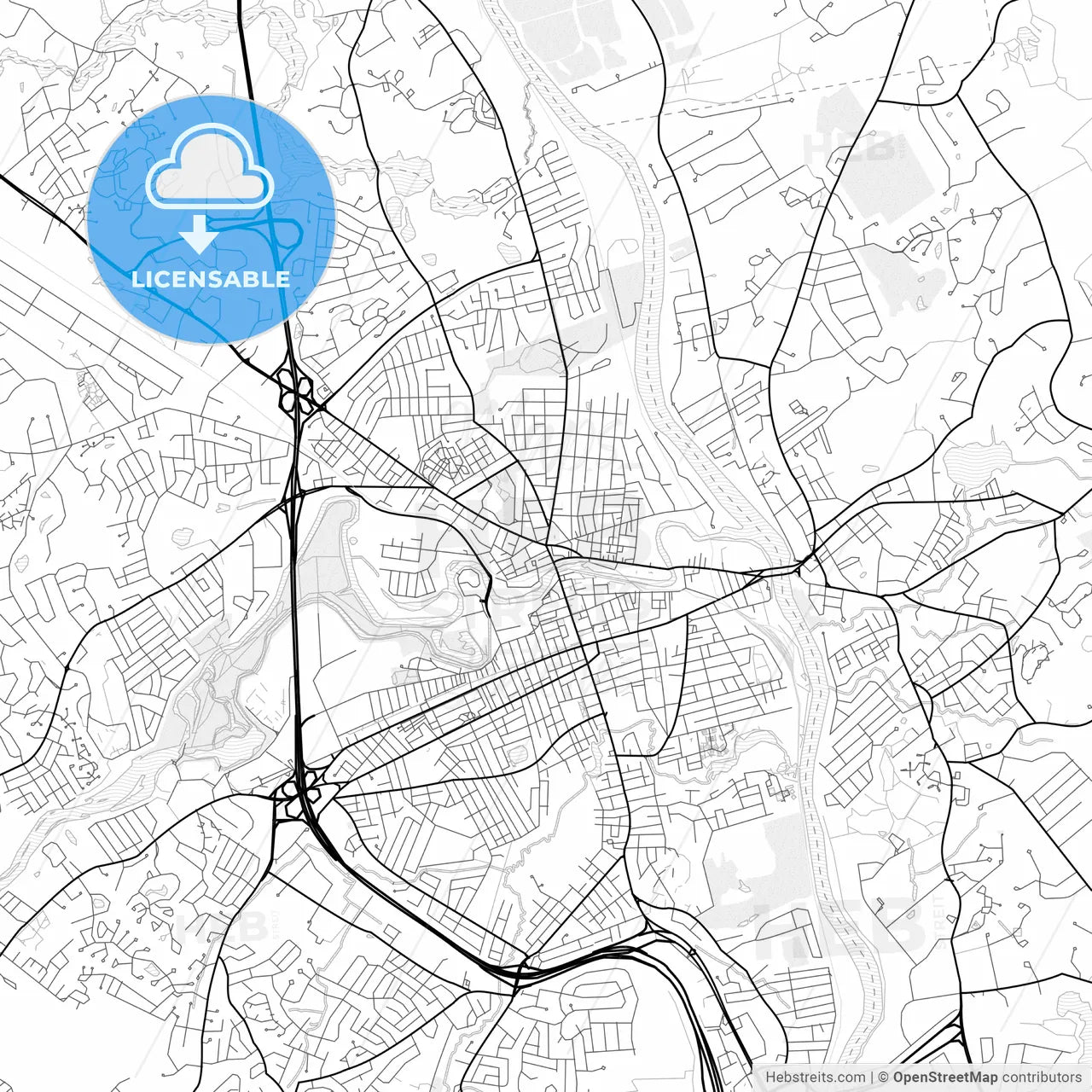 Vector PDF map of Nashua, New Hampshire, United States