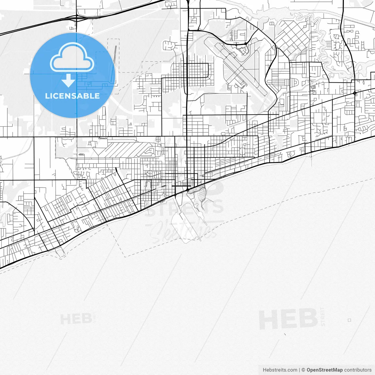 Vector PDF map of Gulfport, Mississippi, United States