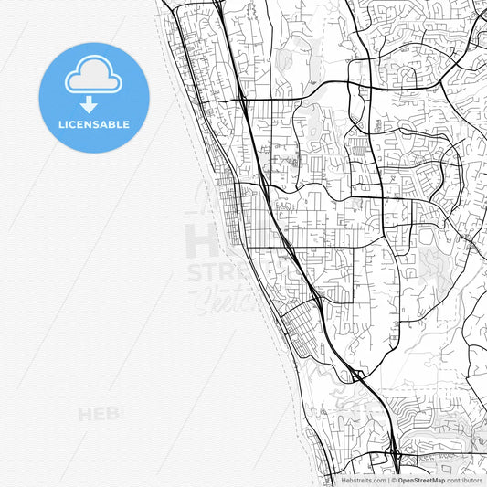 Vector PDF map of Encinitas, California, United States