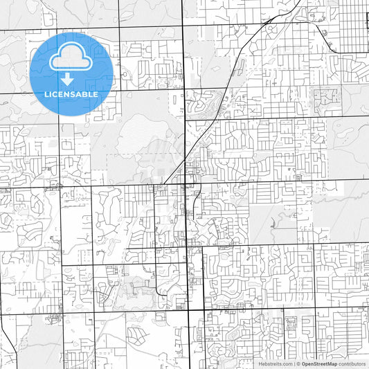 Vector PDF map of Orland Park, Illinois, United States