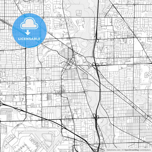 Vector PDF map of Des Plaines, Illinois, United States
