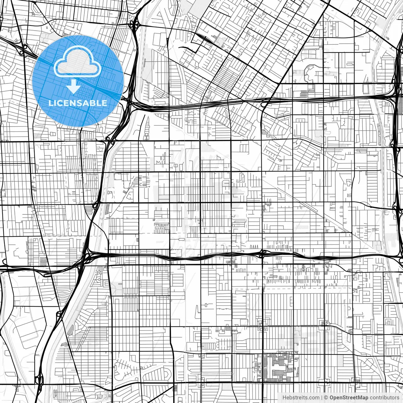 Vector PDF map of Paramount, California, United States