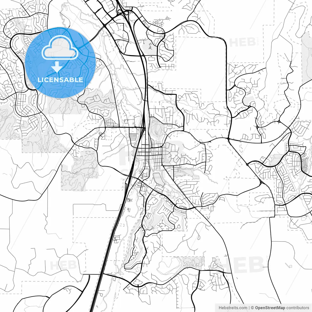 Vector PDF map of Castle Rock, Colorado, United States