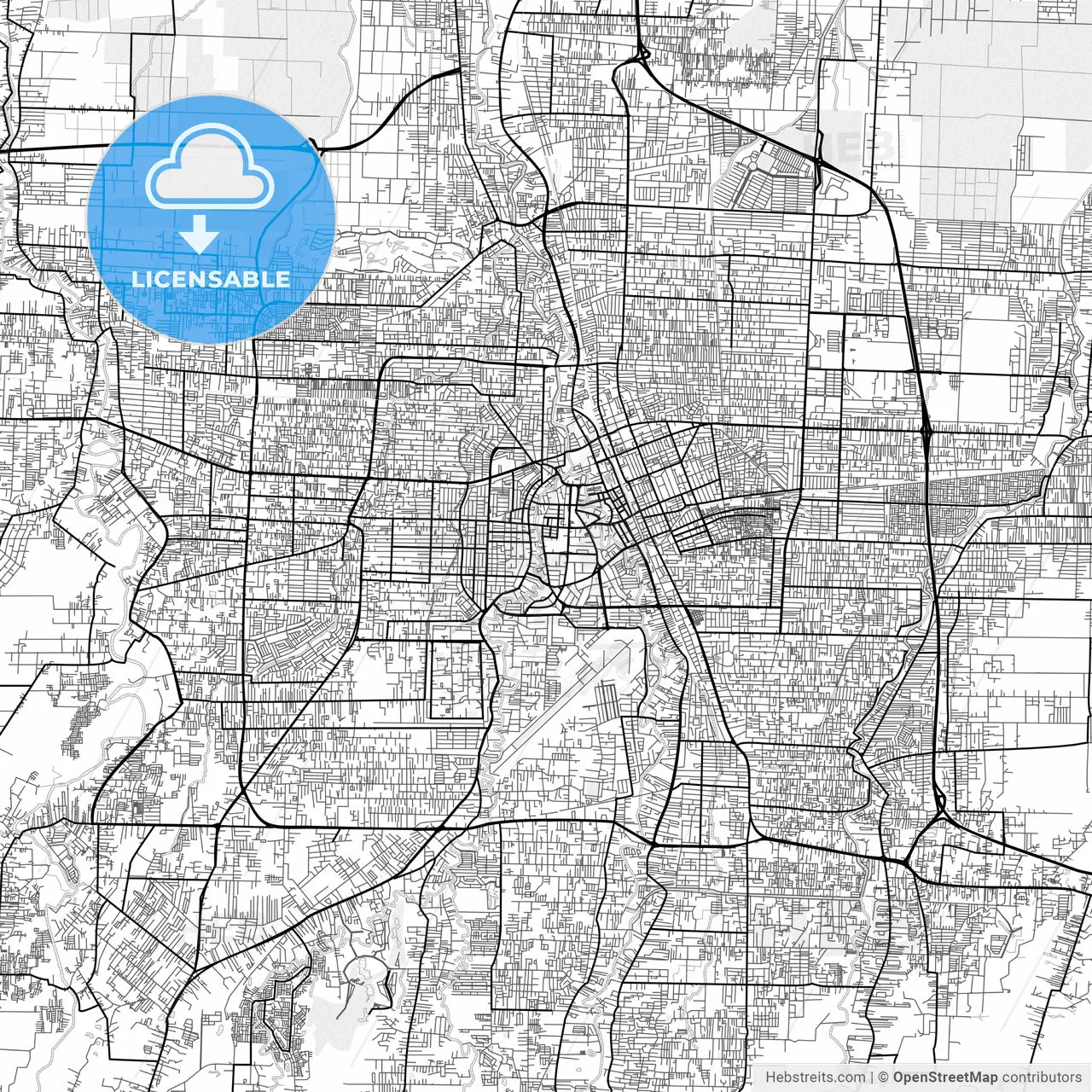 Vector PDF map of Medan, Indonesia