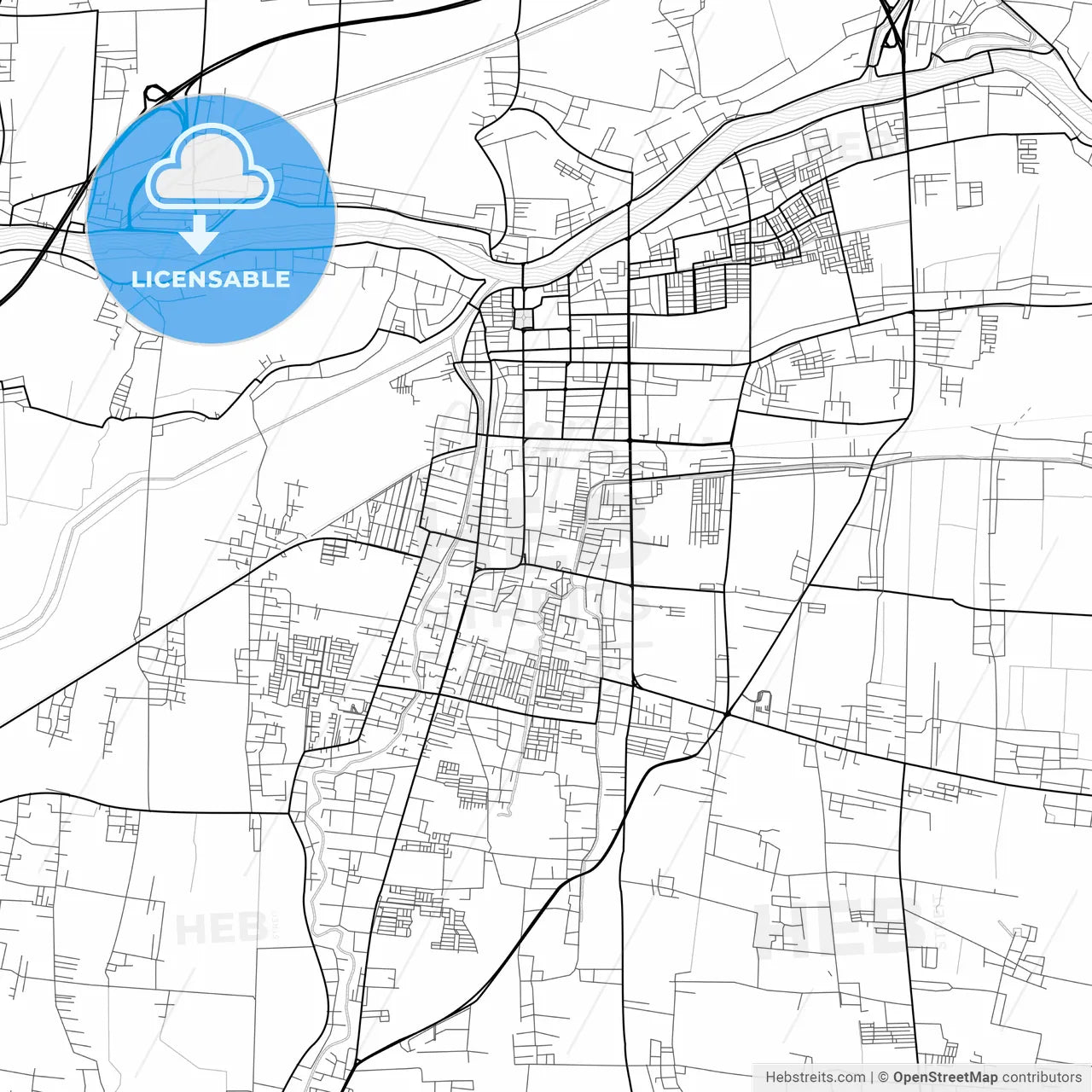 Vector PDF map of Mojokerto, Indonesia