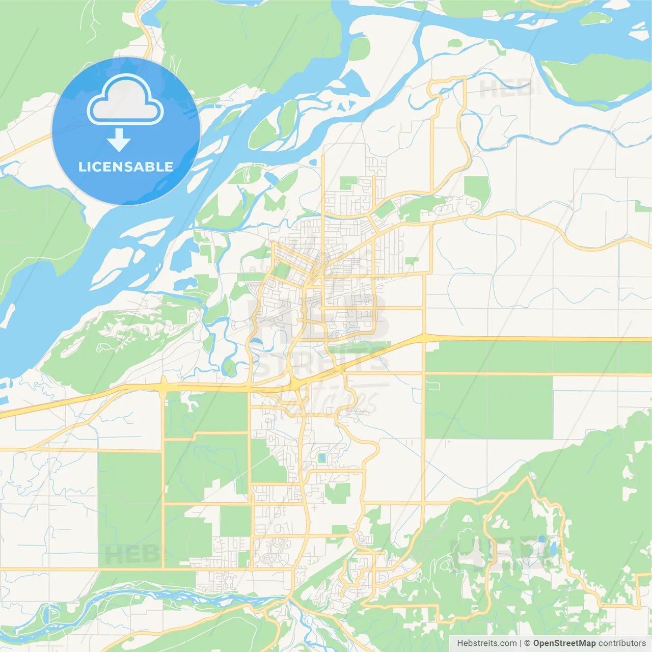 Empty vector map of Chilliwack, British Columbia, Canada