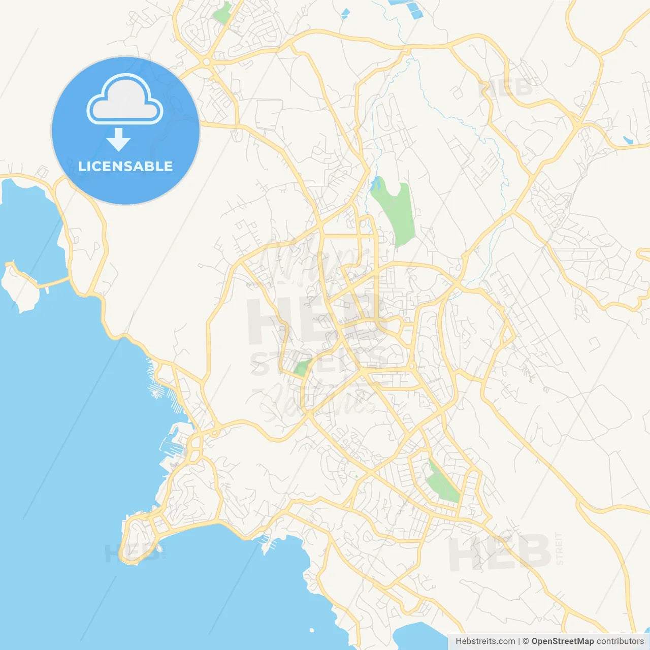 Printable street map of Port Moresby, Papua New Guinea