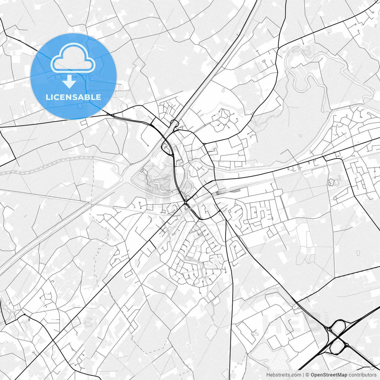 Vector PDF map of Deinze, Belgium