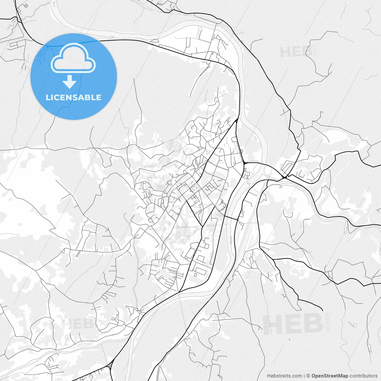 Vector PDF map of Doboj, Bosnia and Herzegovina