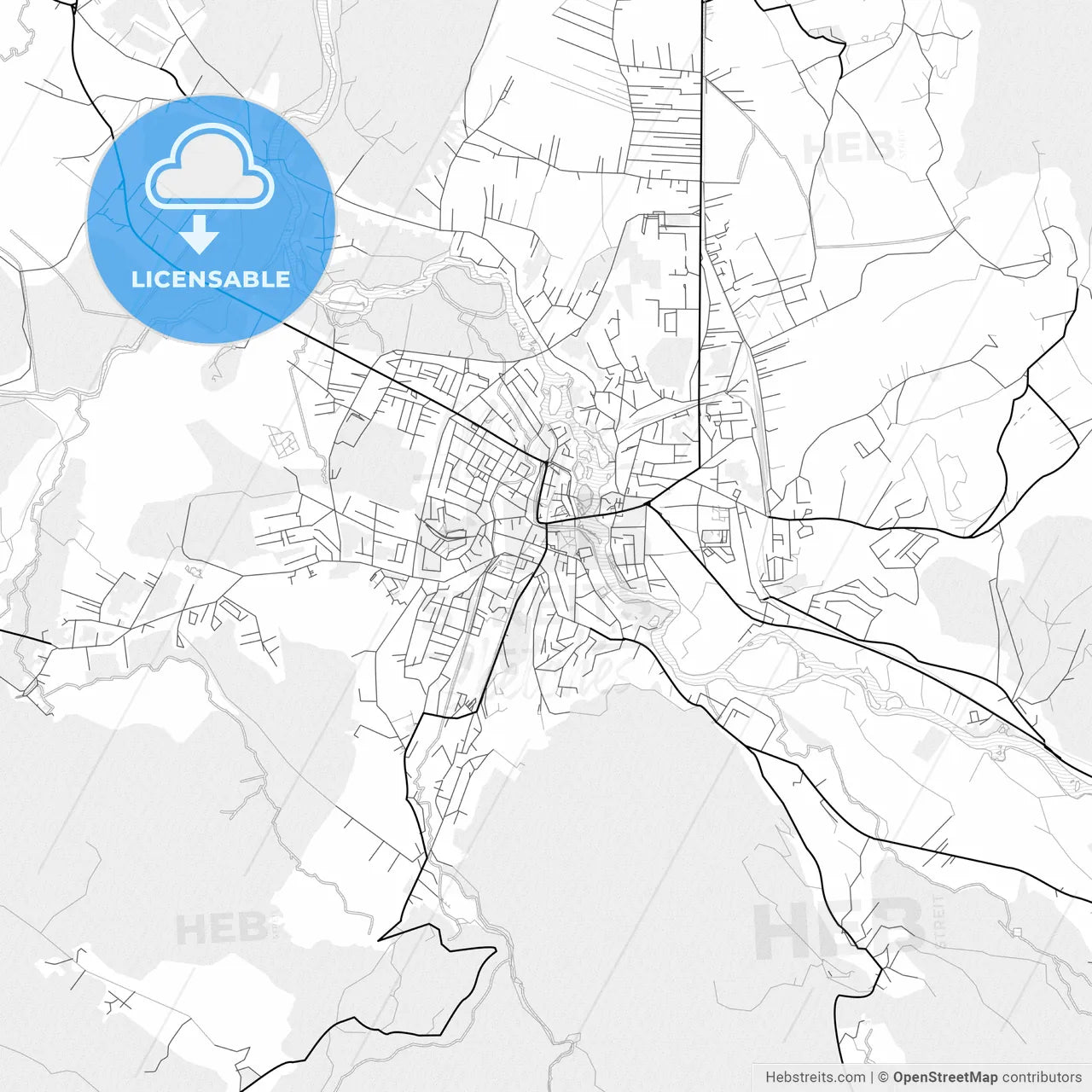 Vector PDF map of Bihać, Bosnia and Herzegovina