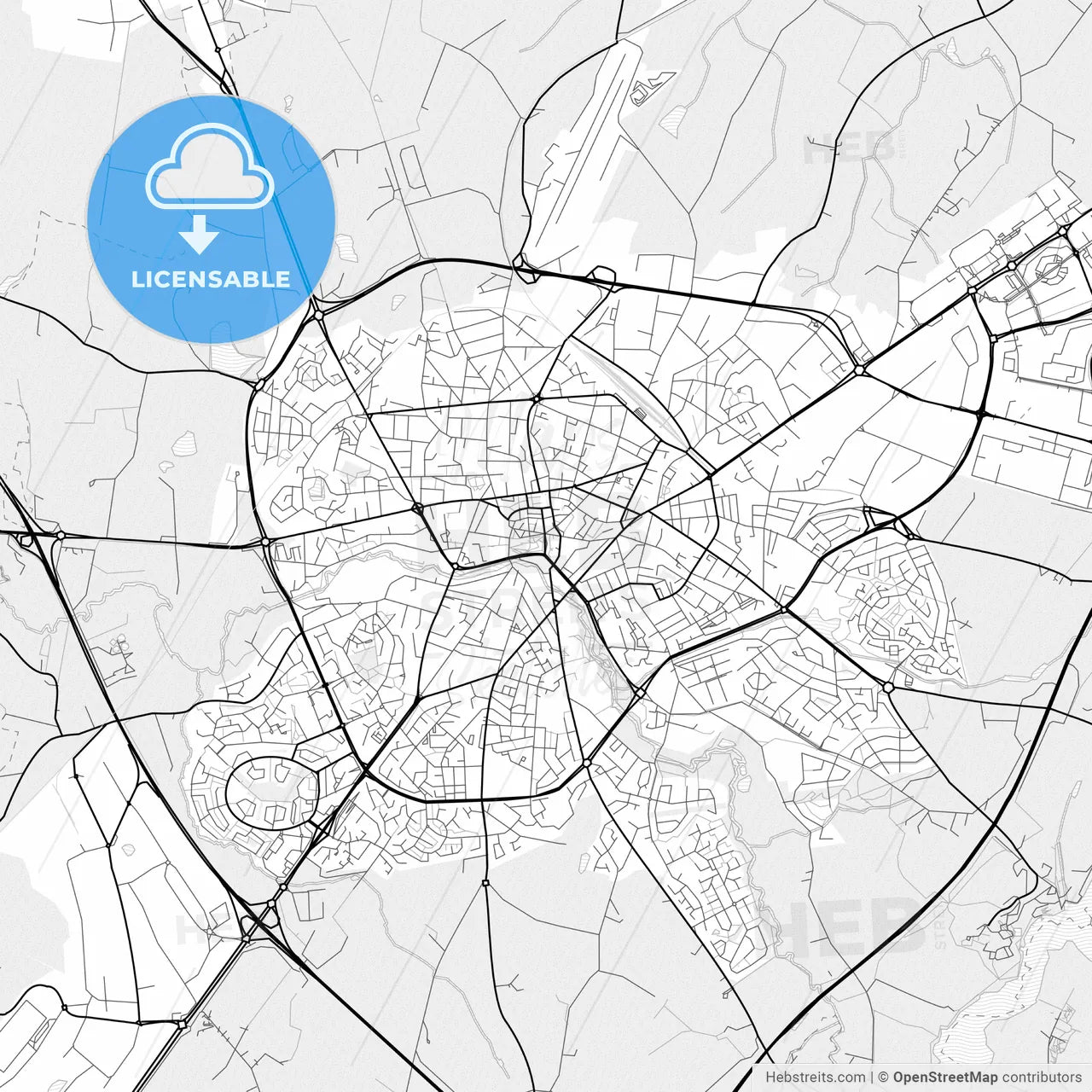 Vector PDF map of Cholet, France