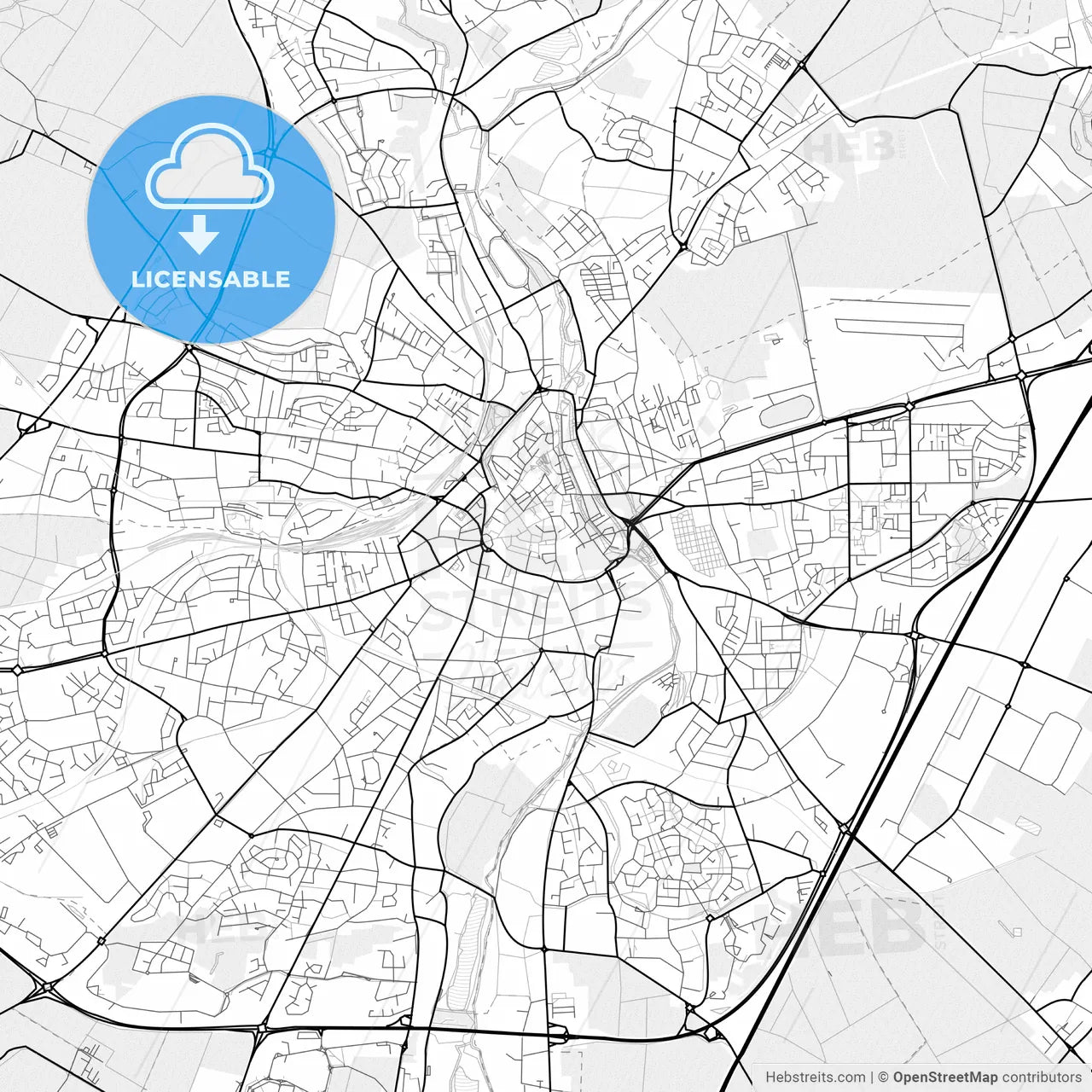 Vector PDF map of Chartres, France
