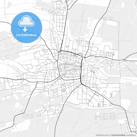 Vector PDF map of Muhlhausen/Thuringia, Germany