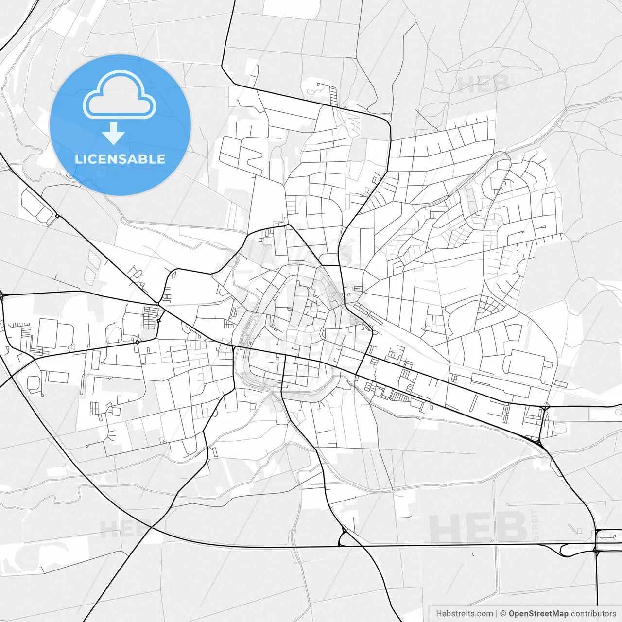 Vector PDF map of Einbeck, Germany